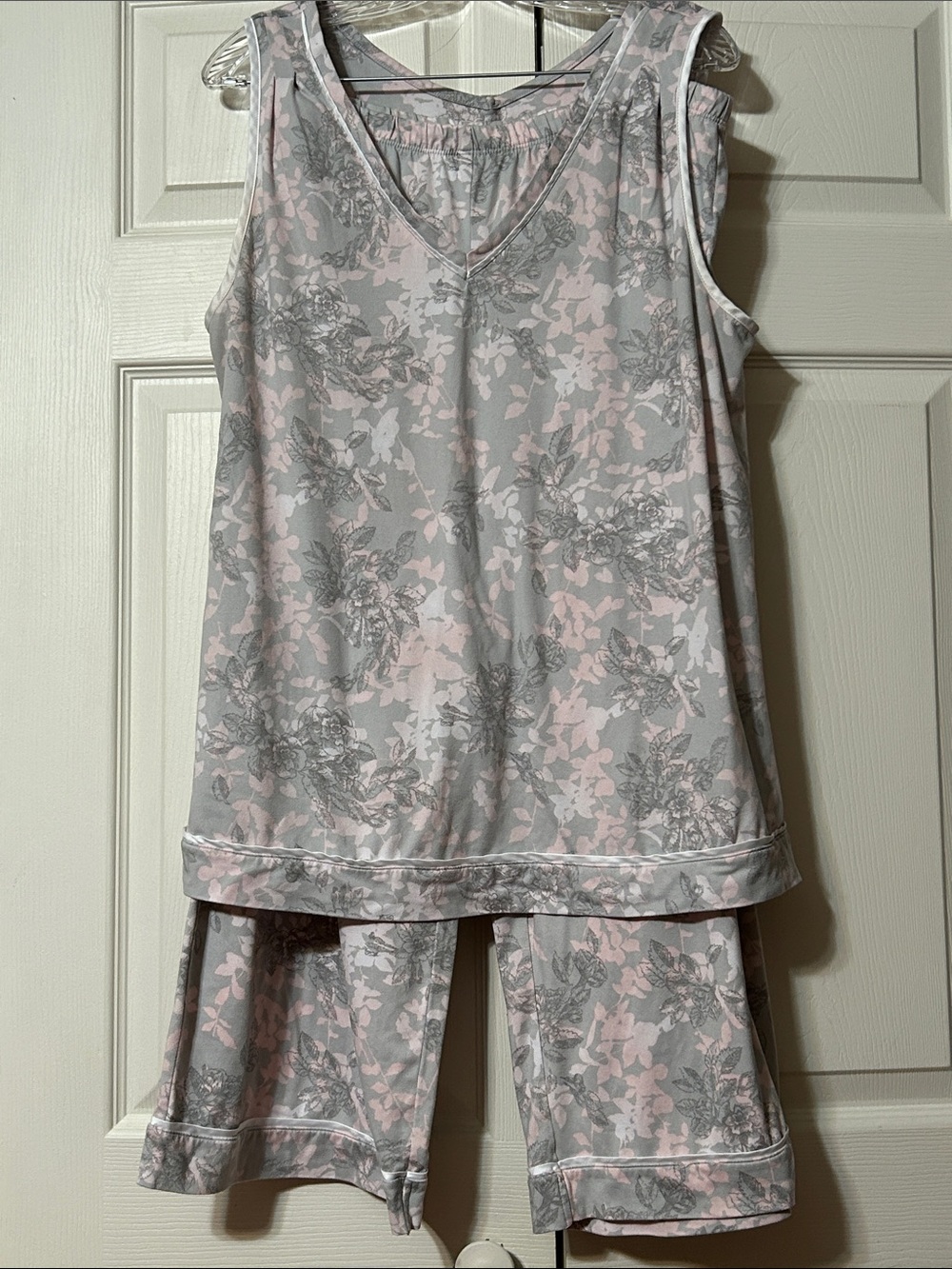 Anne Kline Large - Floral Pink & Gray Sleeveless Pajama Set
